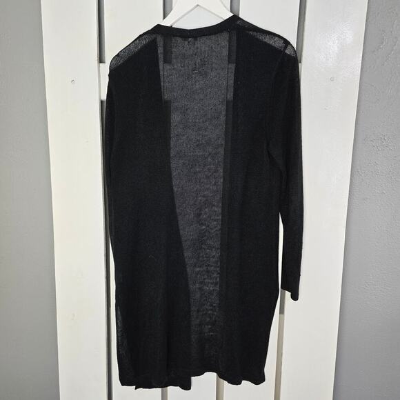 J.Jill Linen Blend Breathable Lightweight Black Knee Cardigan M Minimalist - Picture 2 of 8